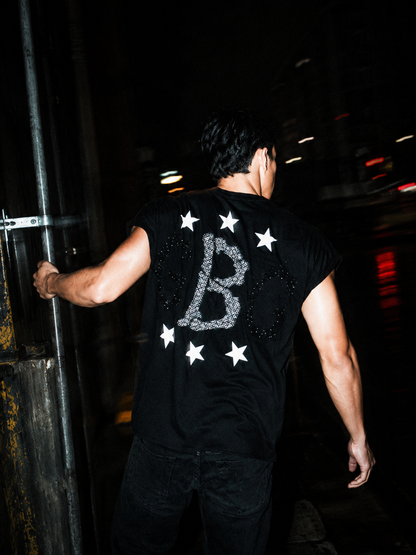 CAMISETA BLACK SLEEVE LESS GB STAR CLUB